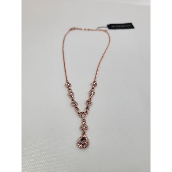 Givenchy ROSE GOLD TONE CRYSAL LARIAT NECKLACE - Picture 2 of 8
